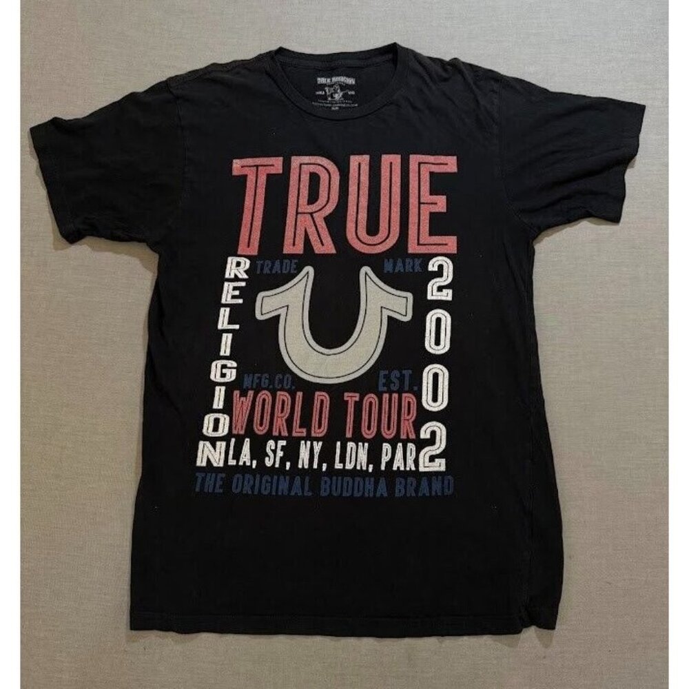 True Religion World Tour 2002 Shirt Adult M Black Short Sleeve Pullover Tee Mens